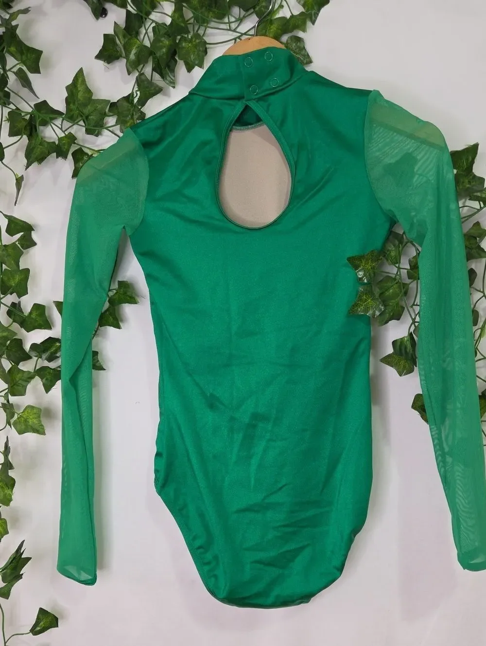Weissman. Green Mesh-Trim Bodysuit. Used For Marvel Hulk Dance. Size LC. EUC